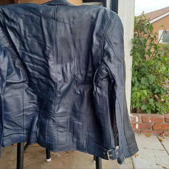 Navy Blue Cafe Racer Motorcyclist style Jacket - Picture 4 of 4